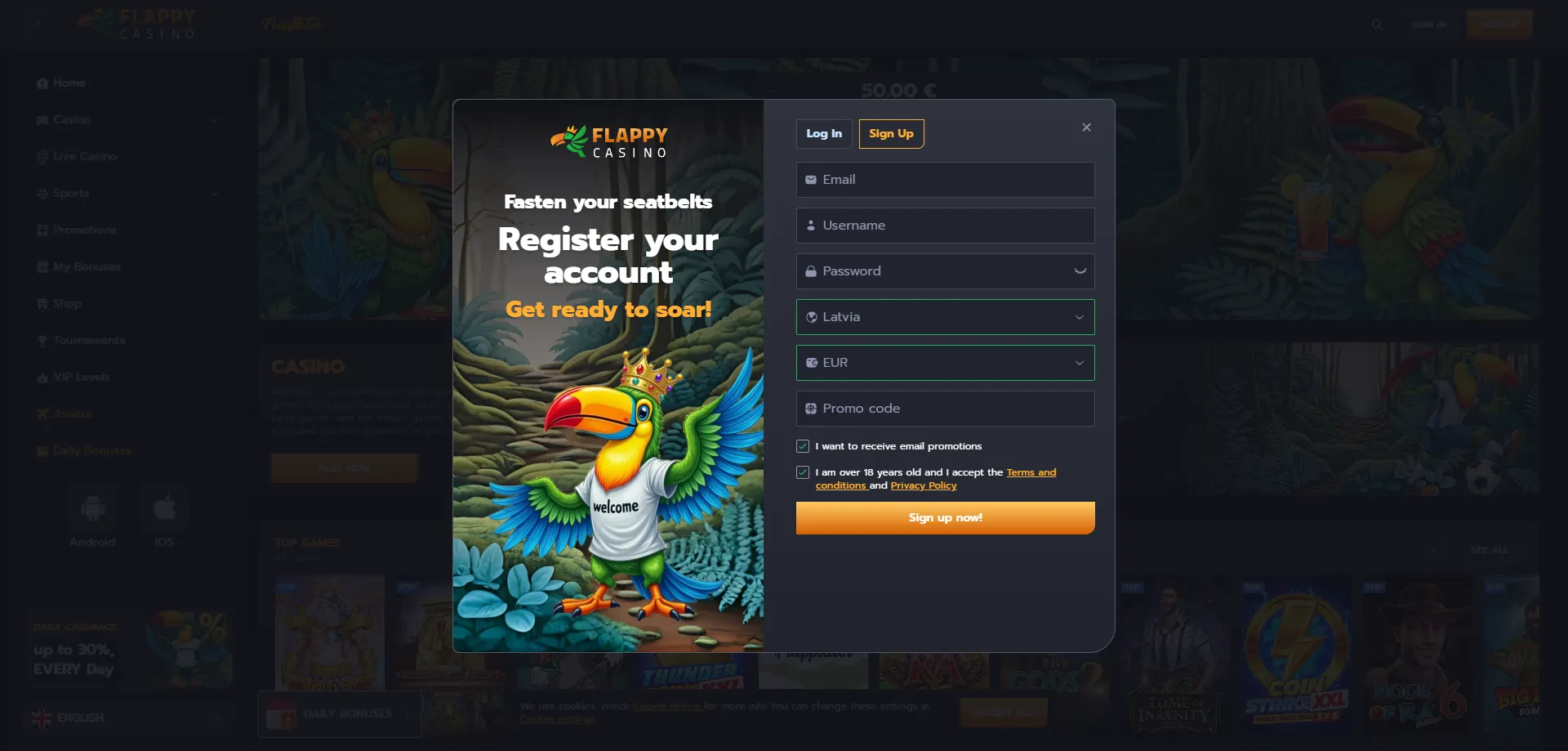 Flappy Casino VIP reģistrācija — kā pievienoties lojalitātes programmai